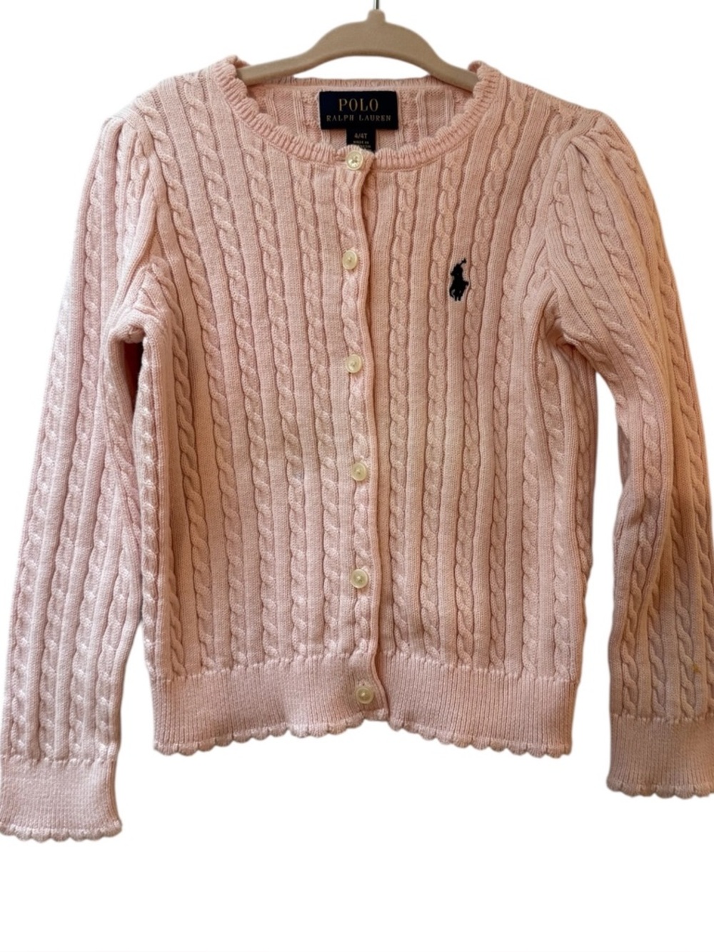 Polo Ralph Lauren girls pink knit cardigan sweater 100% cotton
Size: 4T